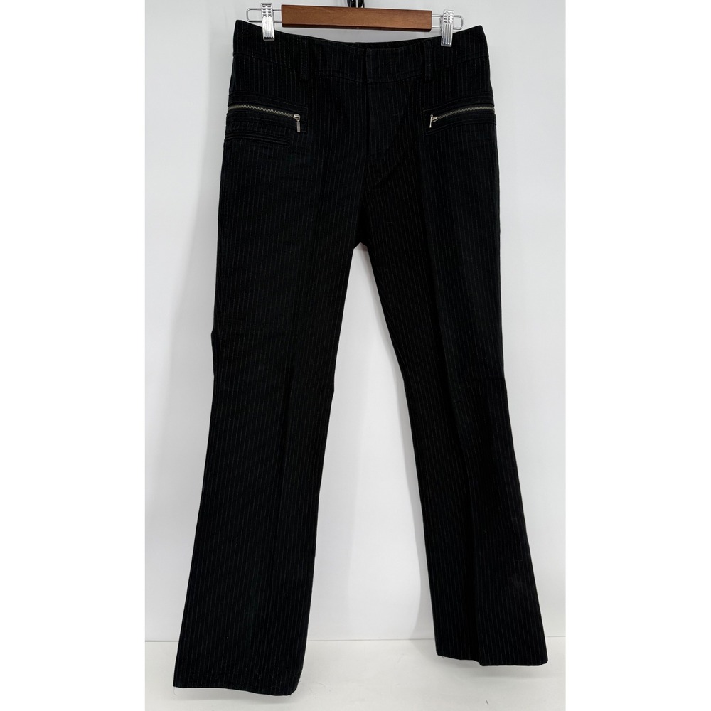 Banana Republic Women Black Pinstripe Zip Pocket Trousers Pants Sz 6 Career